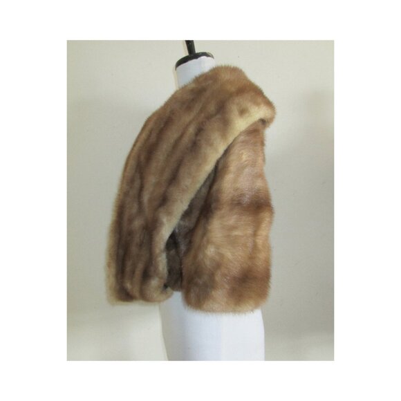 Vintage Autumn Haze Brand EMBA Natural Brown Mink Fur Stole Cape Wrap - Picture 2 of 12